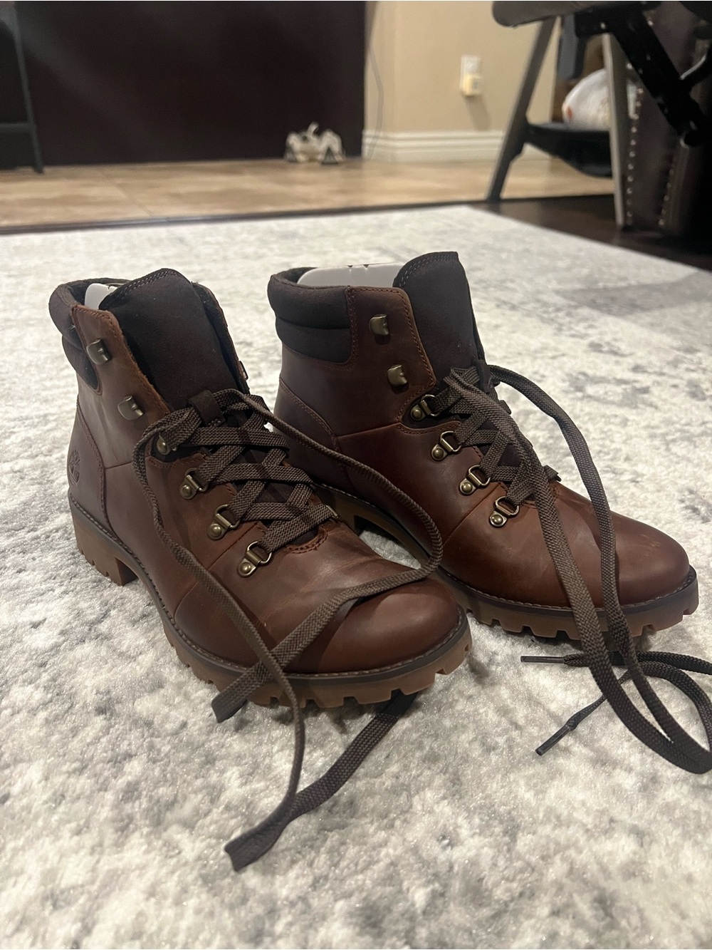 Timberland Brown Leather Lace-Up Hiking Boots